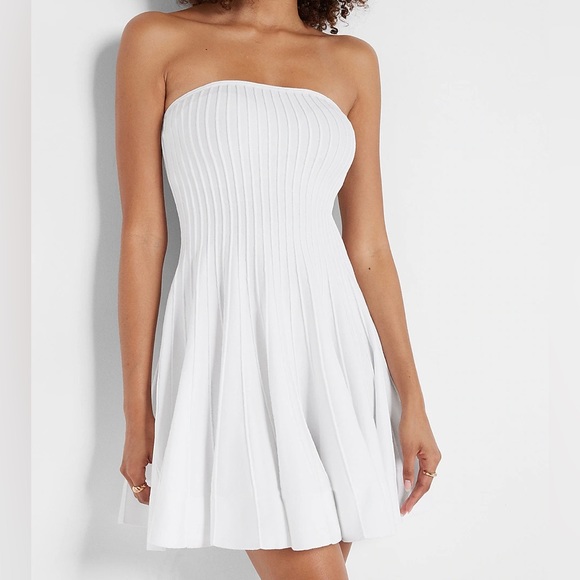 Express Dresses & Skirts - Flirty Strapless Ribbed Sweater Mini Dress